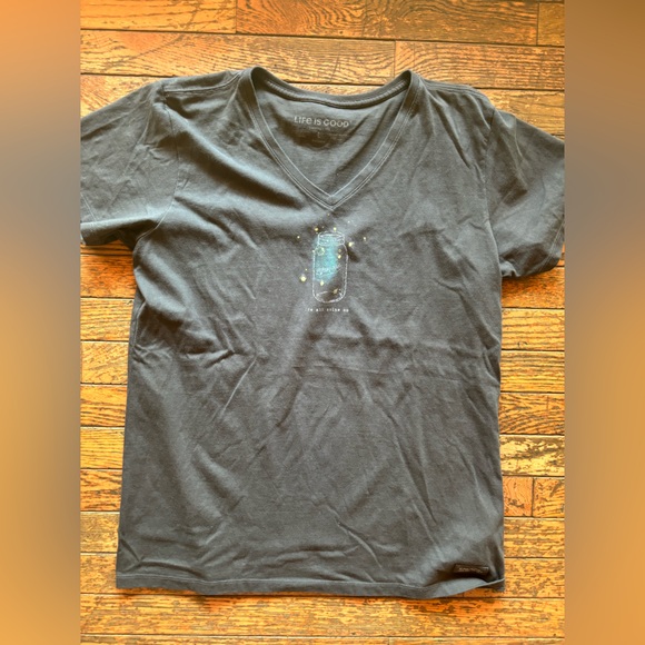 LIFE IS GOOD WOMENS VNECK TEE SIZE L - Picture 1 of 1